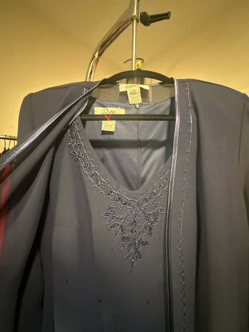 Women's R&M Richards Beaded Godet Jacket & Dress Set, - Picture 9 of 9